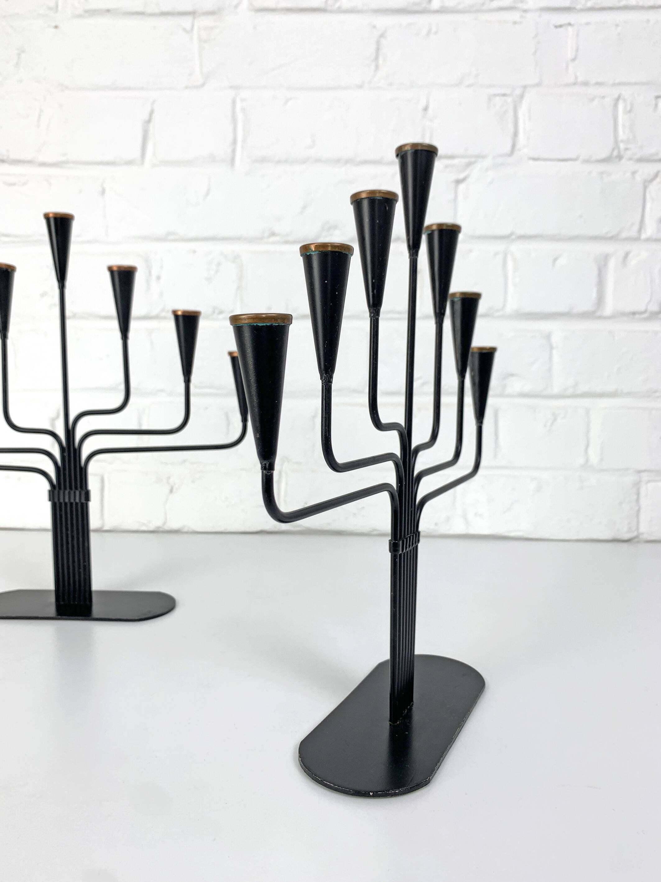 Pair of candelabra by Gunnar Ander for Ystad Metall, Sweden, 1950s.