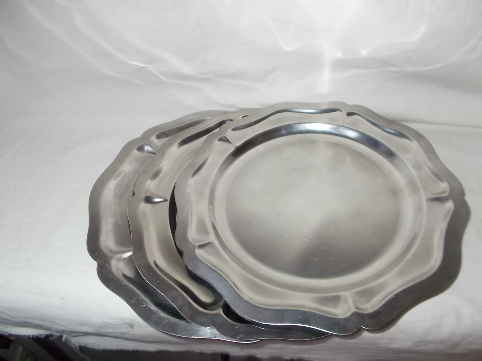 Lot de 3 plats ronds plats en inox