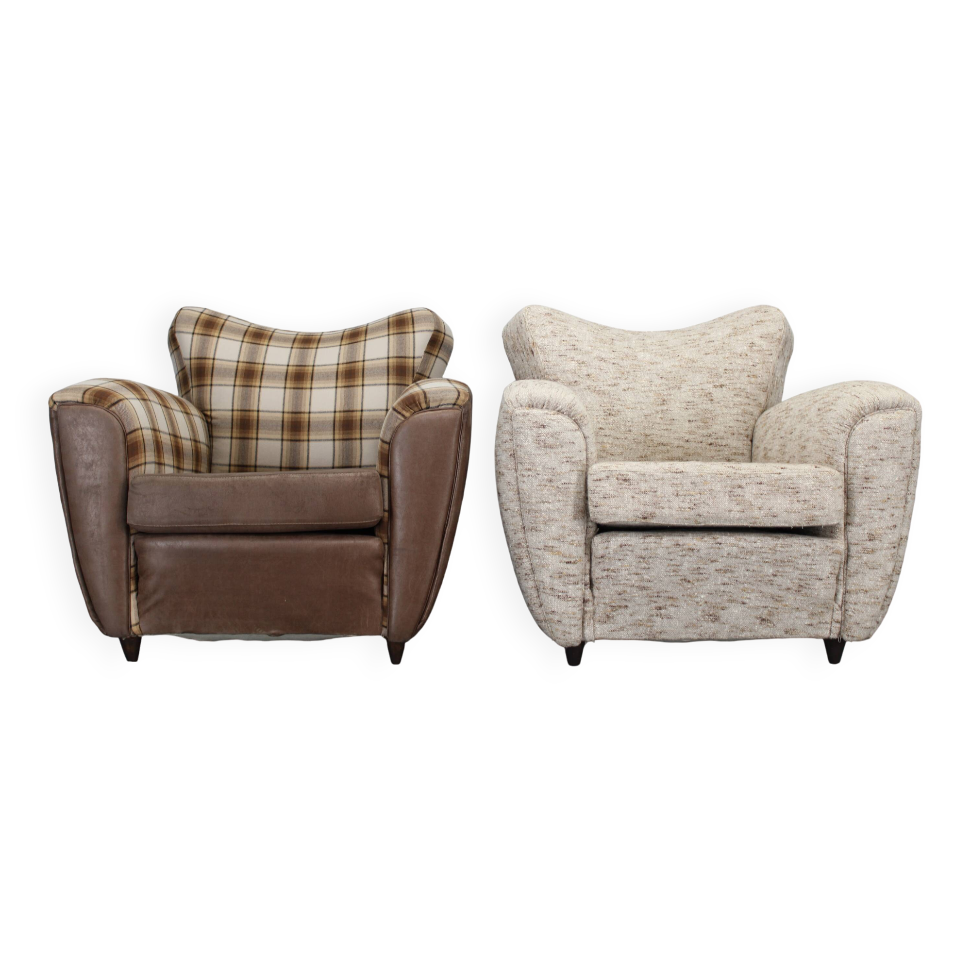 1940s Pair of Large Italian Club Armchairs