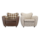 1940s Pair of Large Italian Club Armchairs
