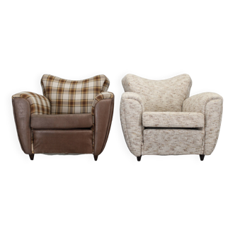 Paire de grands fauteuils club italiens des années 1940