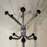 Chrome metal coat rack parrot, 12 balls, vintage 1970s