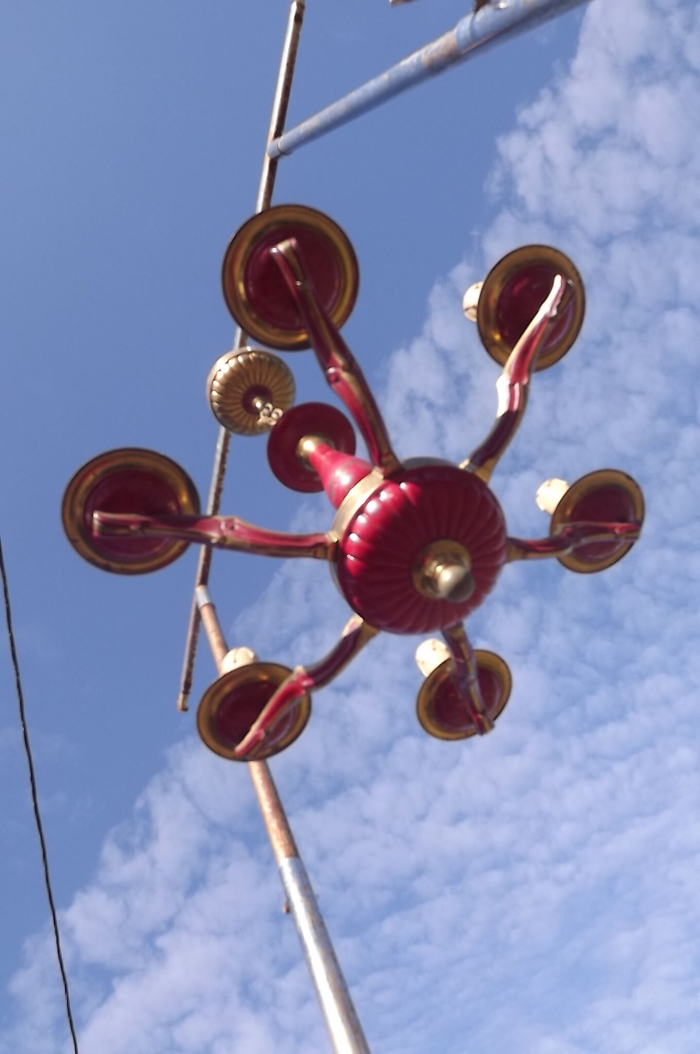 Lustre de Style Empire Tole rouge et laiton
