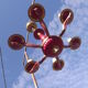 Lustre de Style Empire Tole rouge et laiton