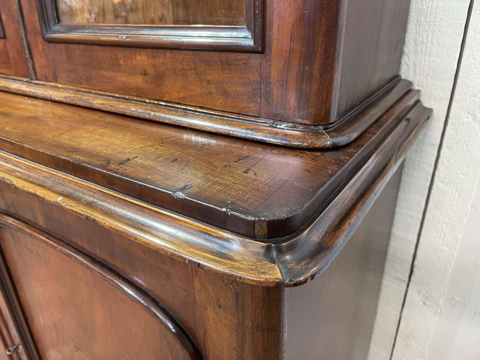 19th century English mahogany two-part bookcase