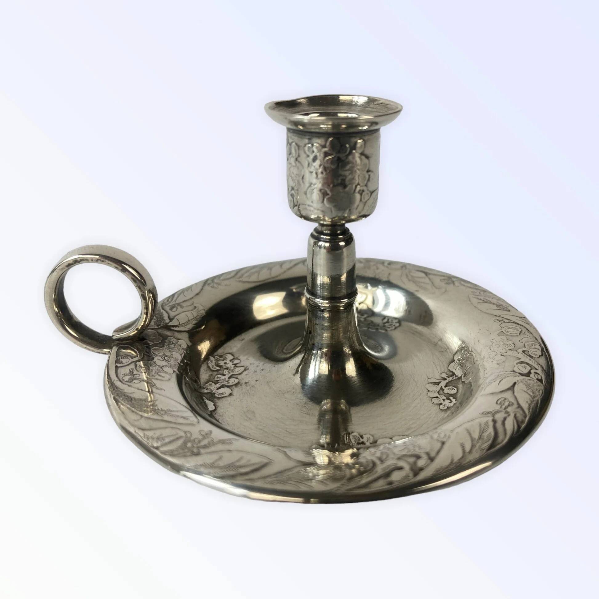 Tiffany and Co. antique hand candlestick, solid silver, Art Nouveau, Japonisme.