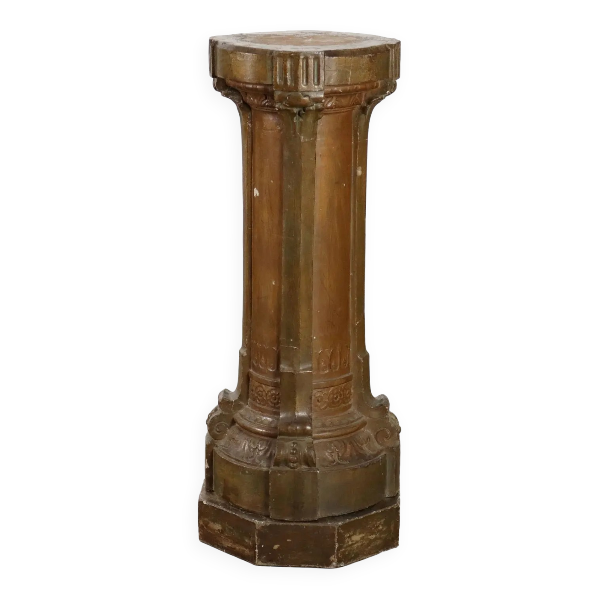Old classical style column in painted terracotta, Italy, 19th century.