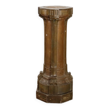 Old classical style column in painted terracotta, Italy, 19th century.
