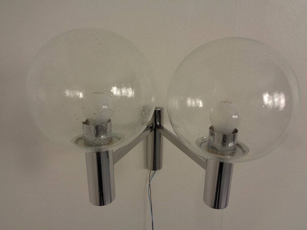 Chromed Glass Wall Lamp from OTT International, 1960s
