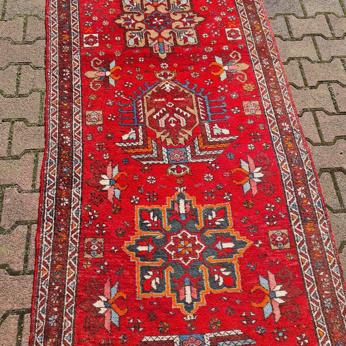 Vintage Hand Knotted Woolen Karadja Runner, from the 1970s.