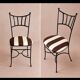 6 wrought iron chairs with deck chair fabric