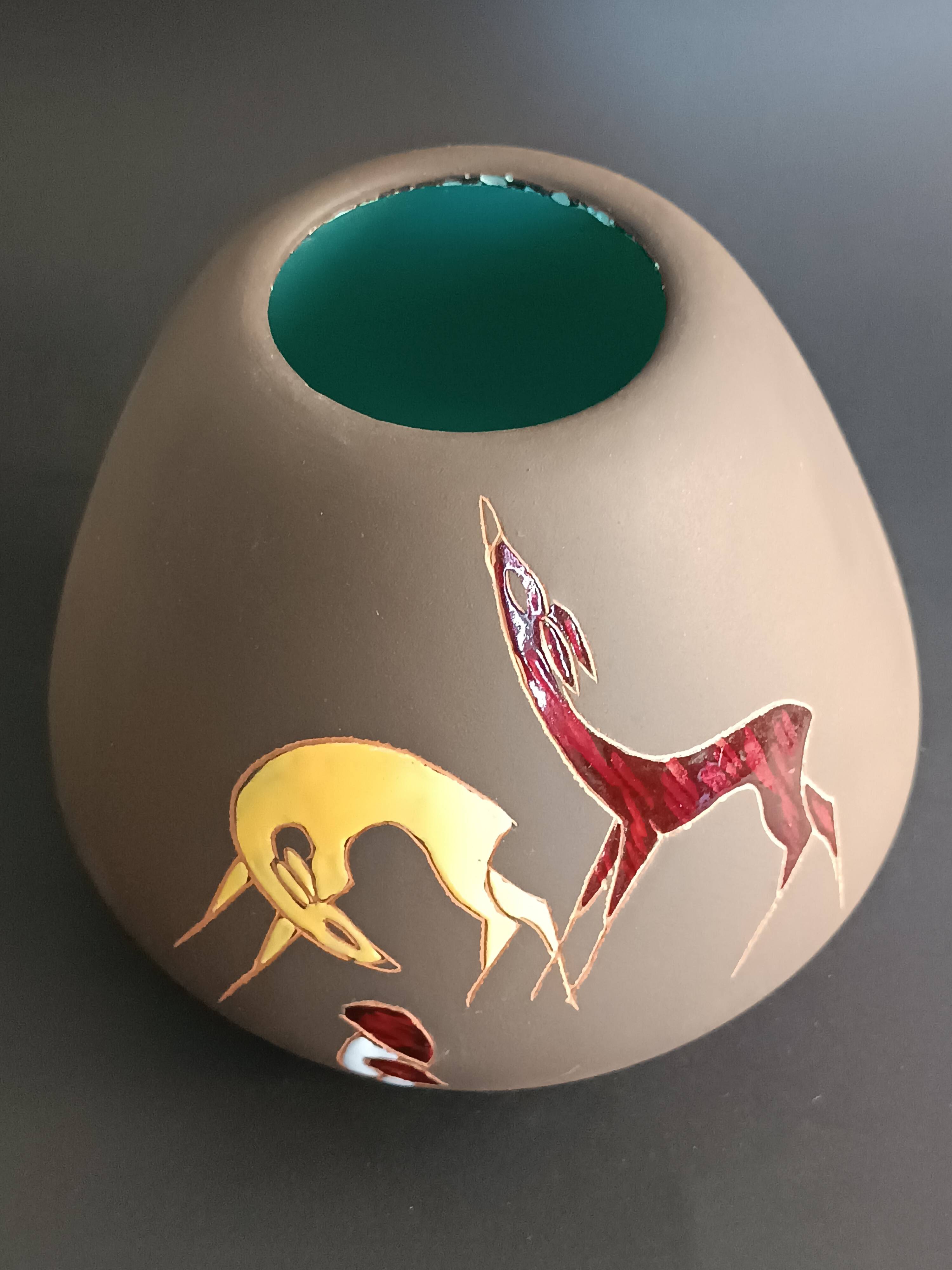 German terracotta vase Hanns Welling, Ernst Borens, 1960