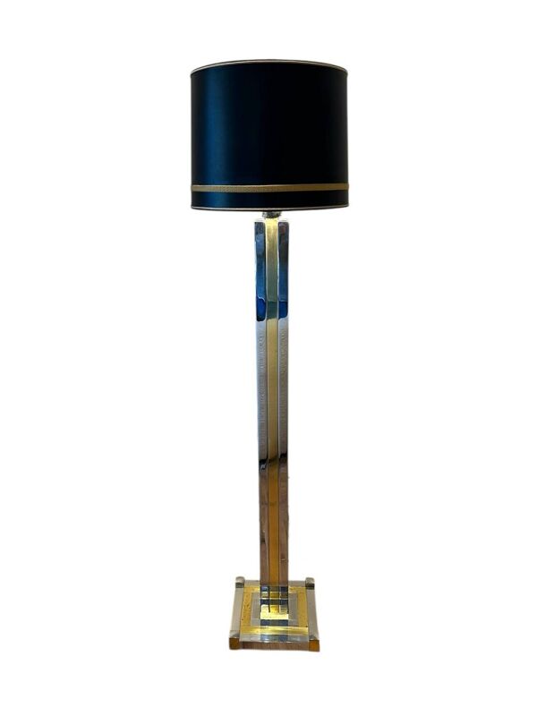 Lampe de sol bicolore en chrome et or Willy Rizzo lumica