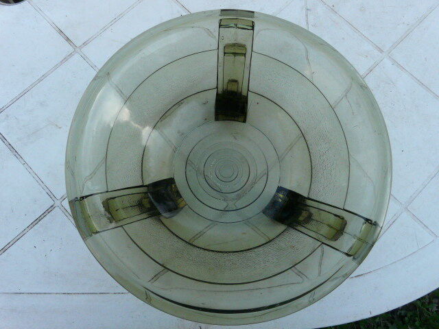Coupe tripode art deco en verre fumé Tchécoslovaque