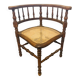 Chaise d’angle en bois et cannage