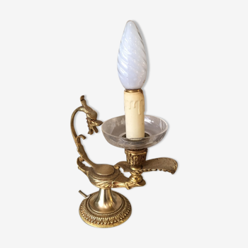 Lampe a poser en bronze forme lampe a huile tete de dragon