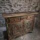 French rustic buffet in walnut, 18th century, 3 drawers and 2 doors.