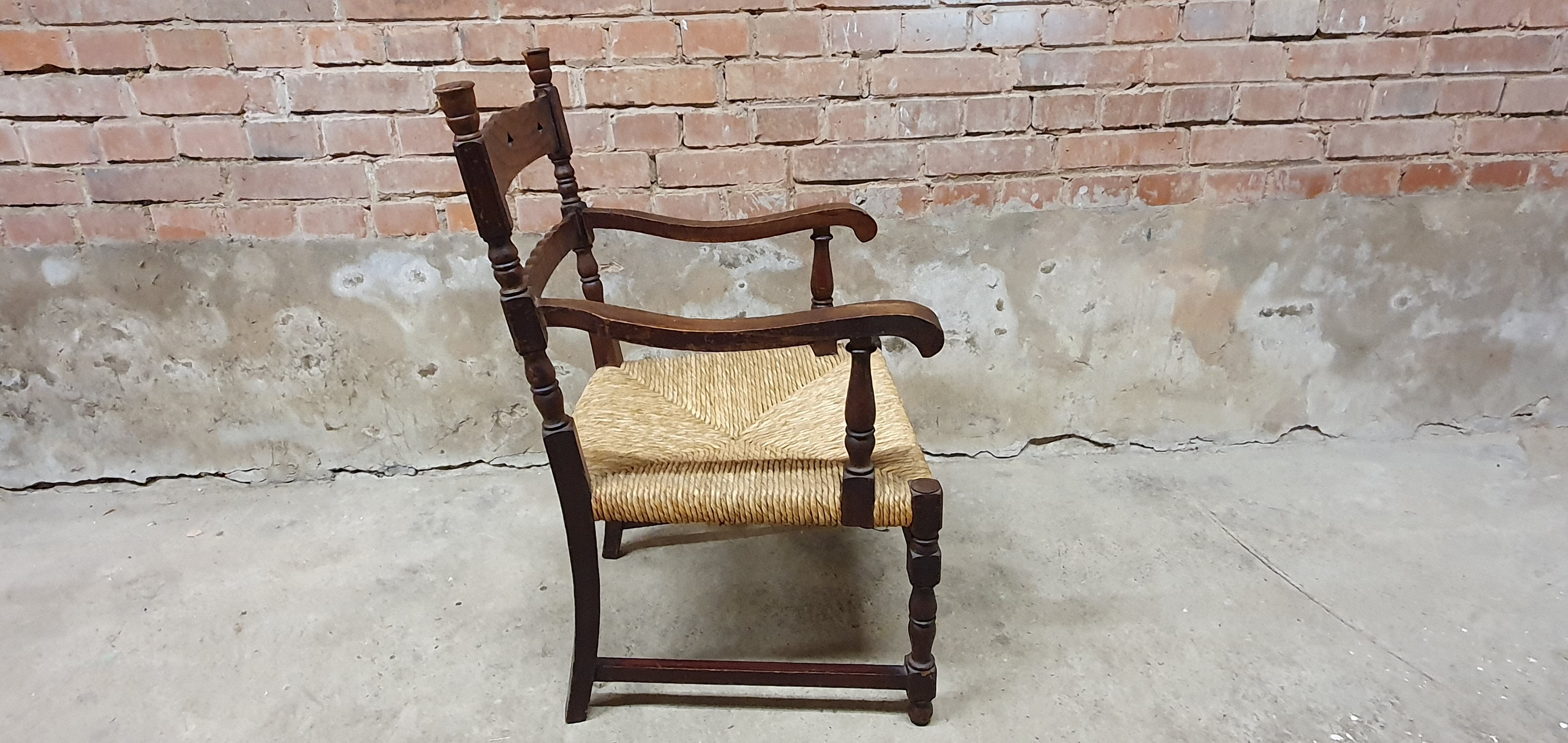 Vintage armchair in ash and cane