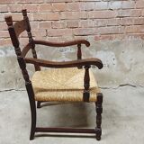 Vintage armchair in ash and cane