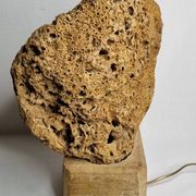 Sculptural lamp in openwork mineral concretion, brutalist style – 42 cm