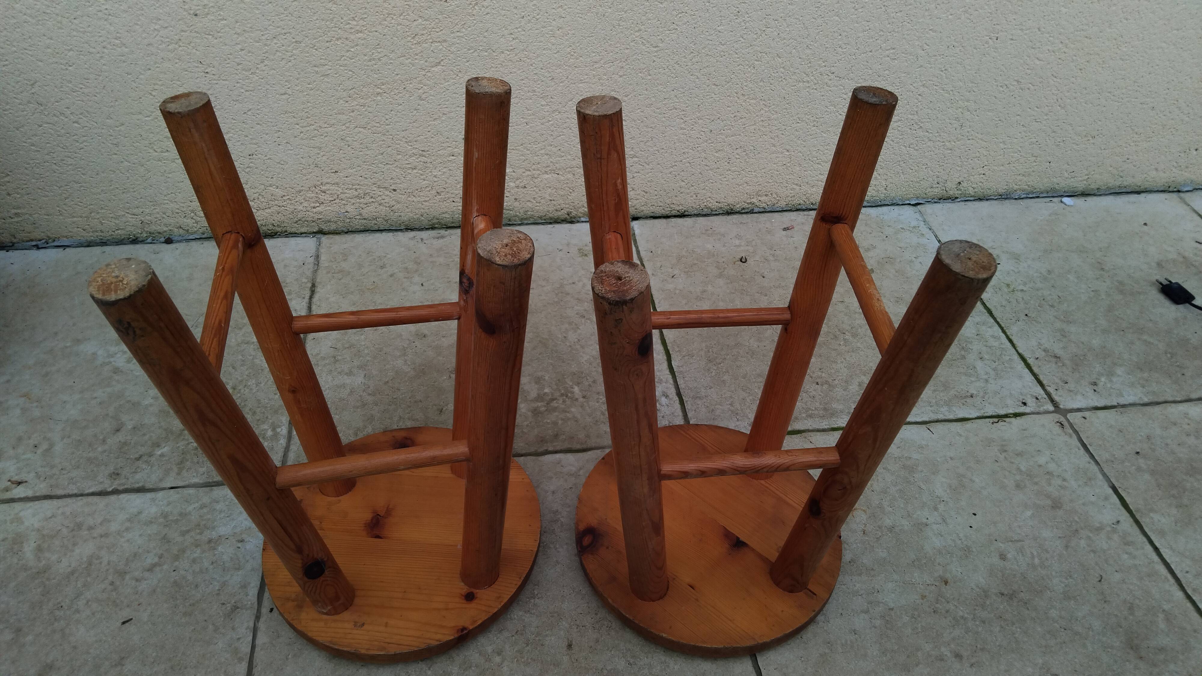 Pair of vintage pine stools