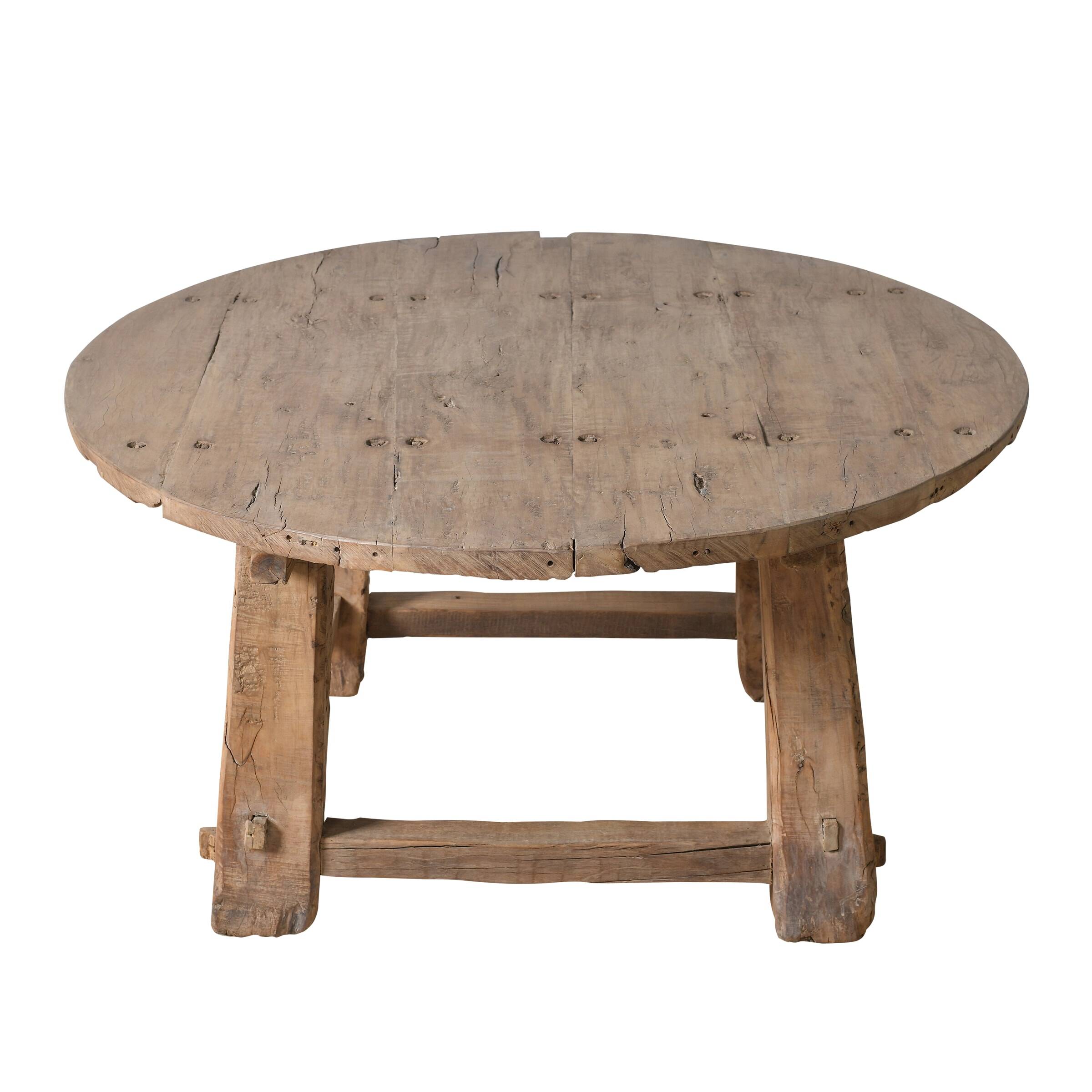 Xianping - Antique round coffee table in solid elm no. 3
