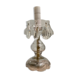 Pied de lampe en verre et laiton