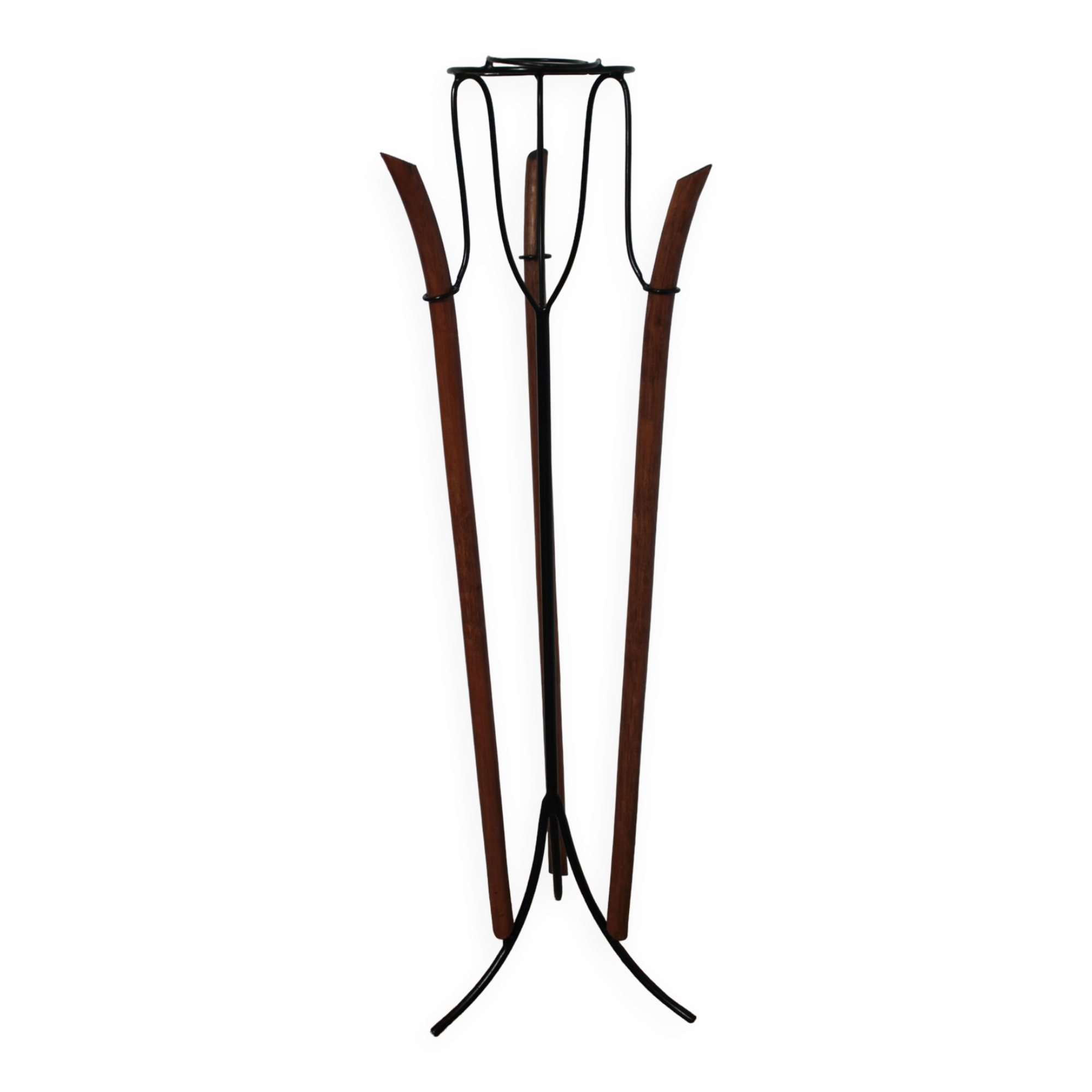 Porte plante design rotin metal années 50