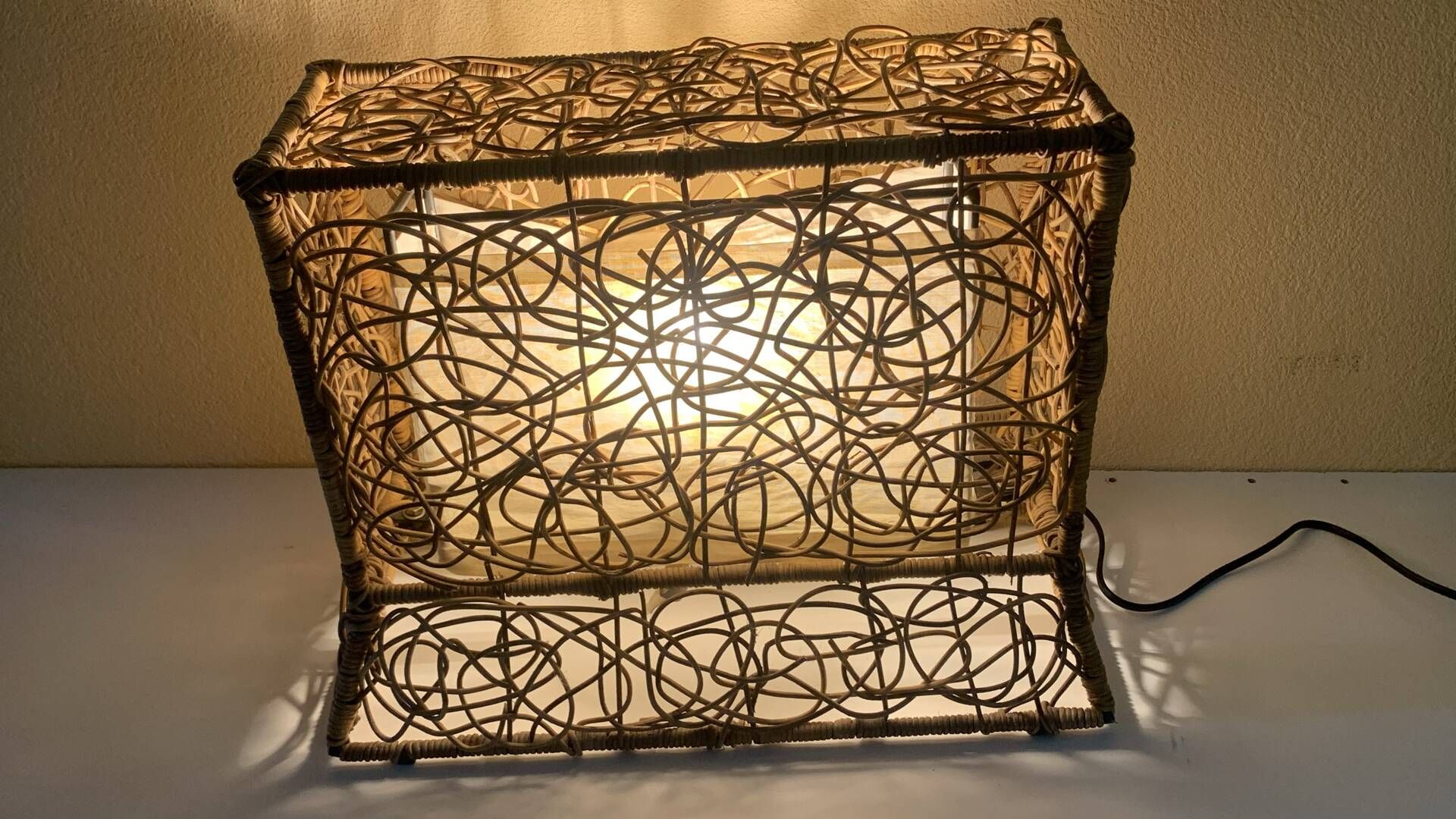 Vintage Wicker Table/ Floor Lamp