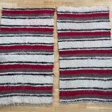 Set of two Romanian wool fluffy rugs with stripes made by hand