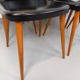 Set of 6 vintage Baumann Essor chairs in beech wood and skai