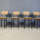 Wicker and metal dining chairs, 1980s - set of 4