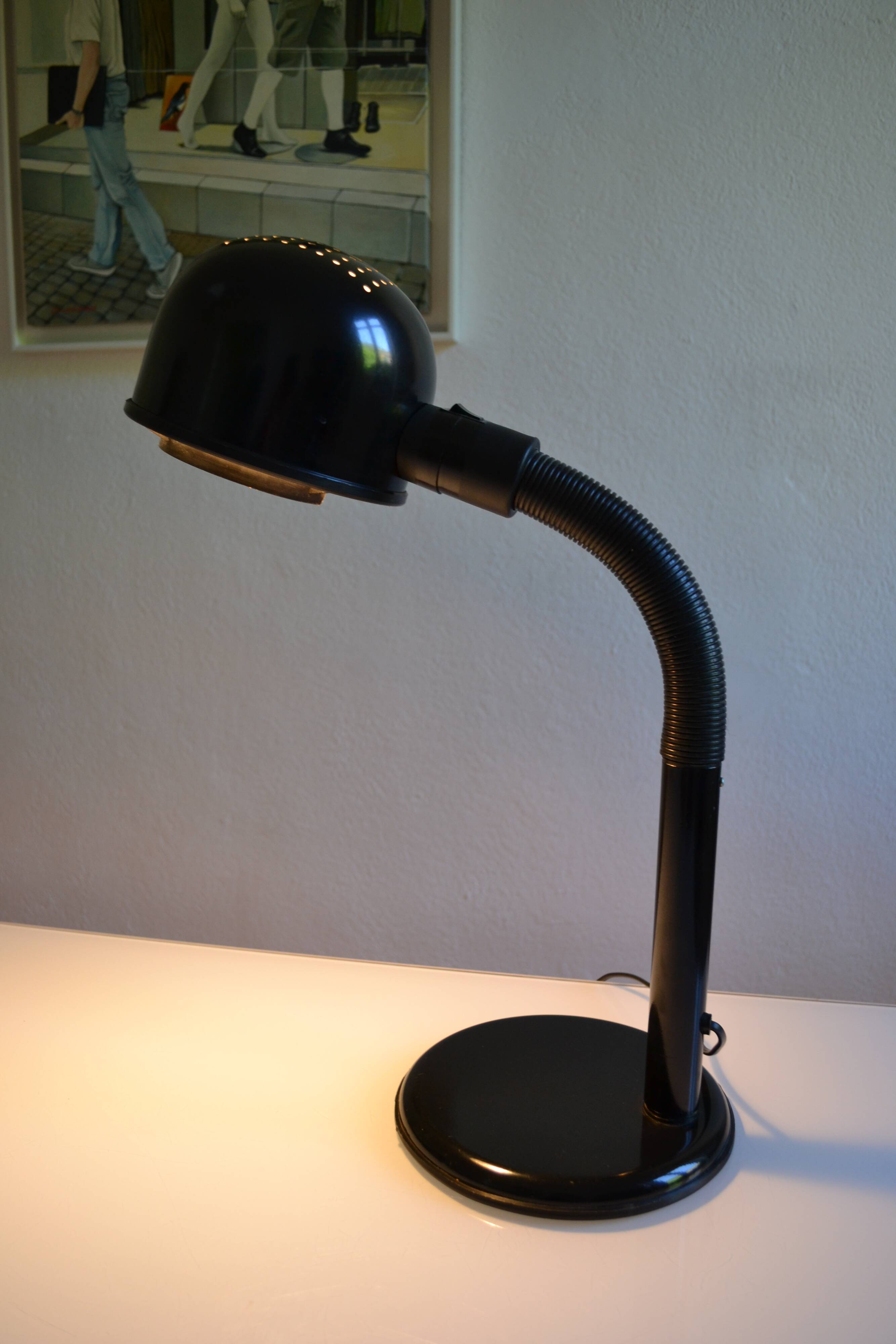 Black goose neck desk lamp ALDA 1980 Swedish Mid-Century