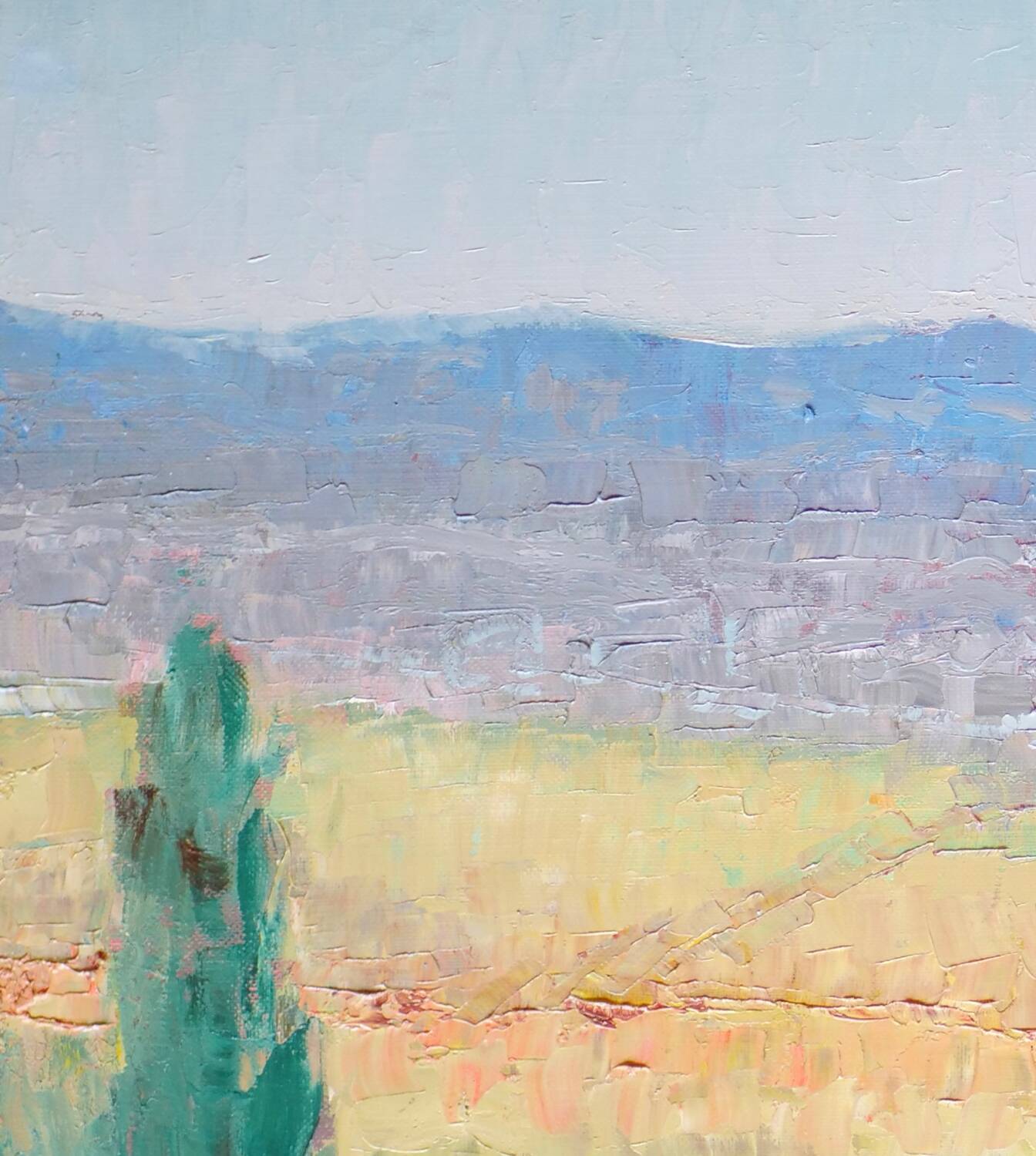 Blue and yellow hills, oil on canvas signed