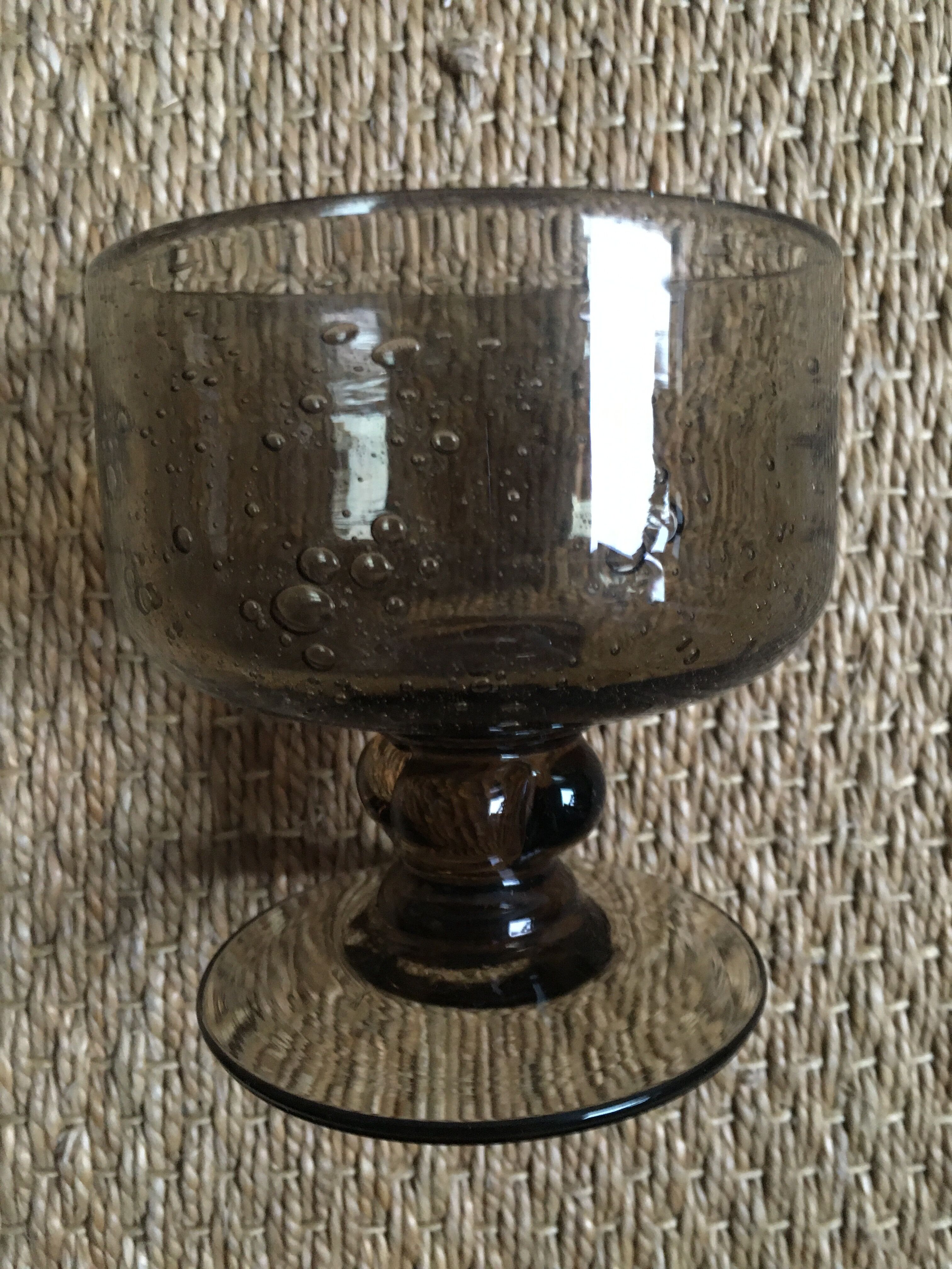 Lot de 6 verres coupes à pied vintage en verre bulle année 70