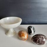 Alabaster cup and 3 eggs