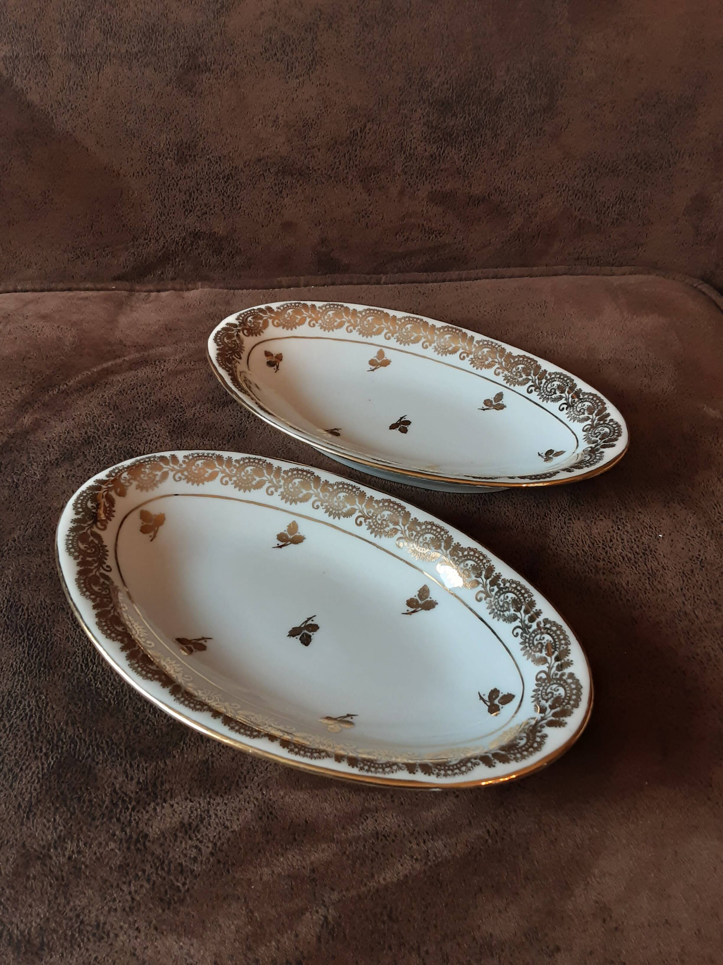 Set of 2 Limoges Porcelain butter dishes.