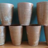 Set of 8 hand-turned stoneware cups or glasses
