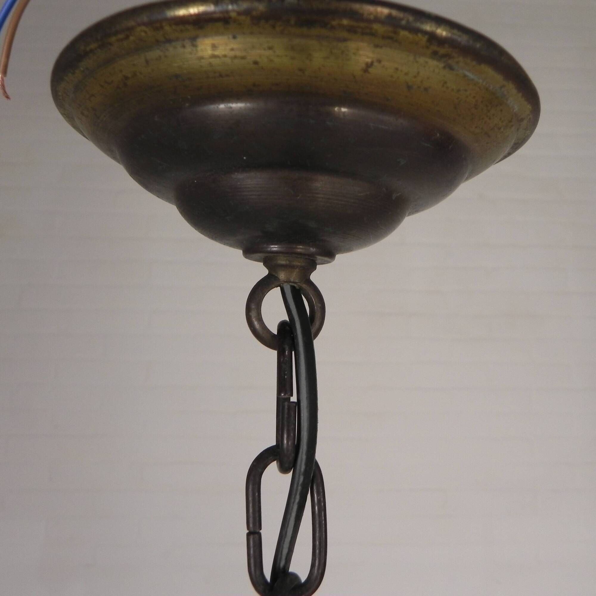 Art Deco pendant lamp with a hexagonal stepped glass shade, 1930s