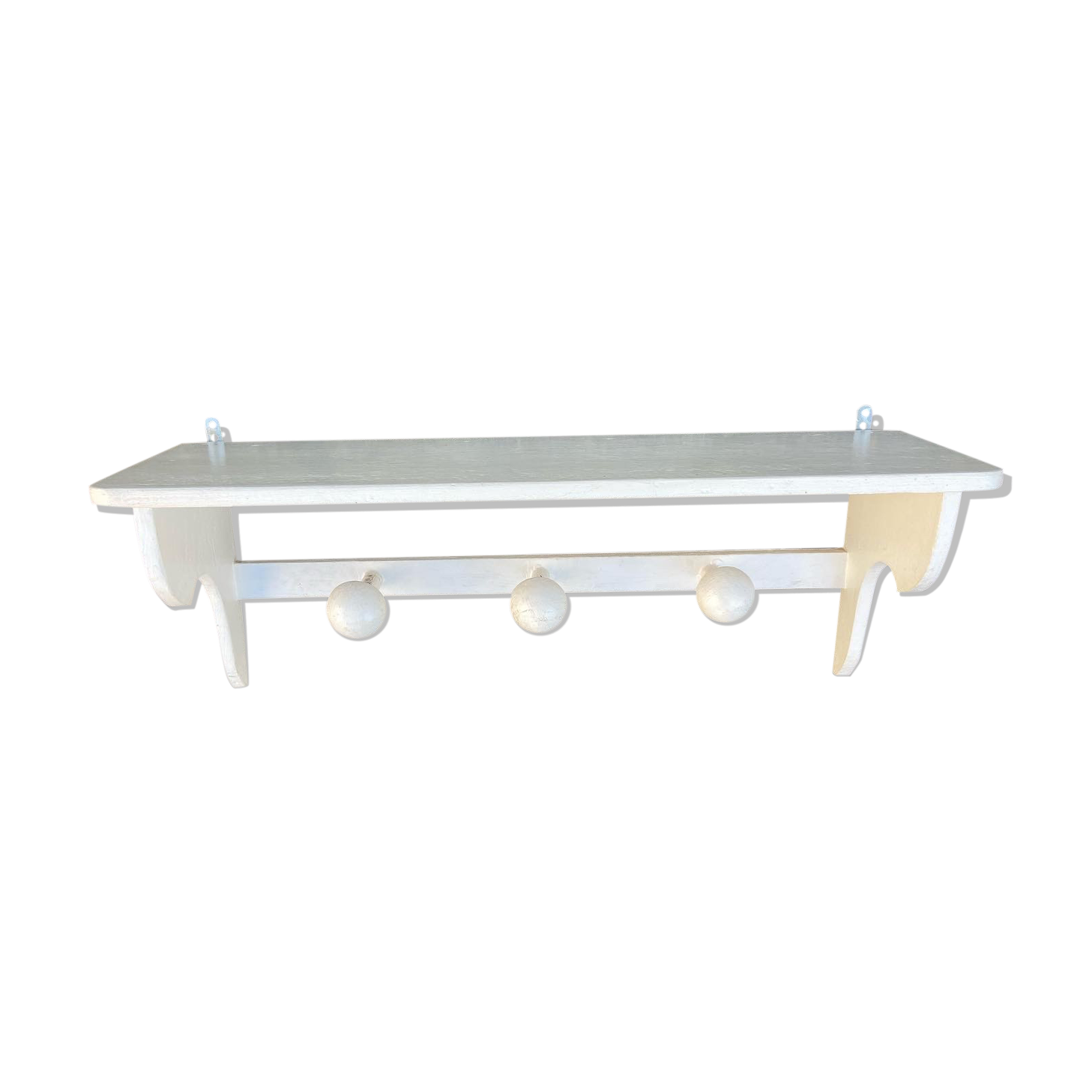 Vintage wall coat rack 3 hooks & shelf