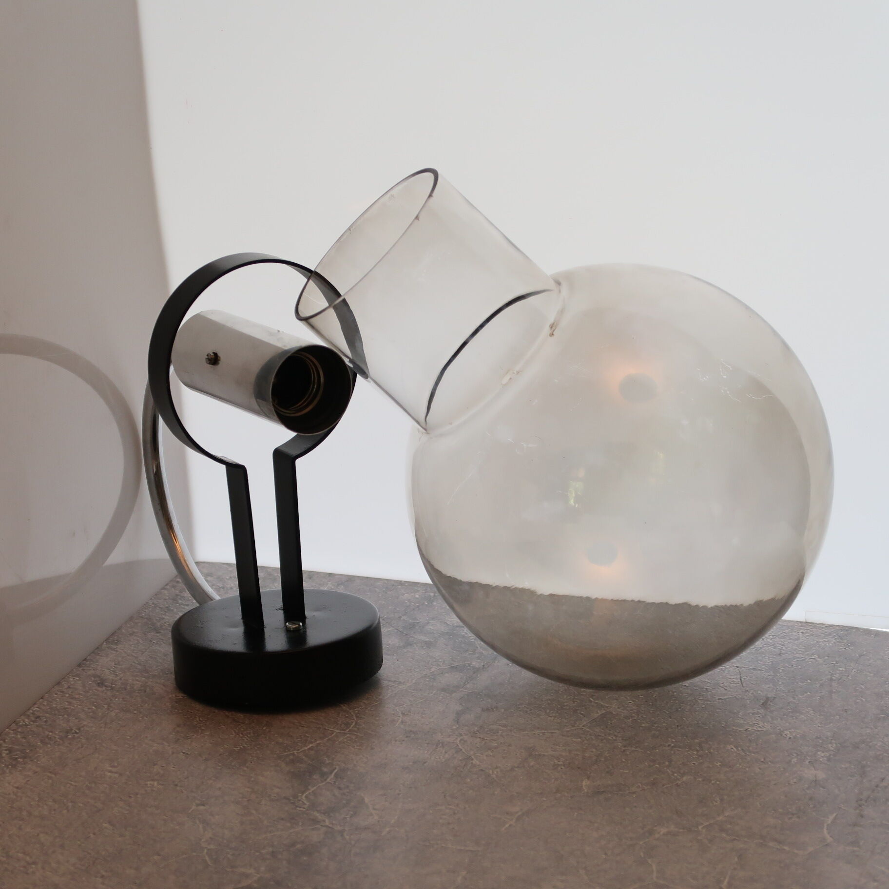 Minimalist wall lamp by Limburg in blown glass, 1970