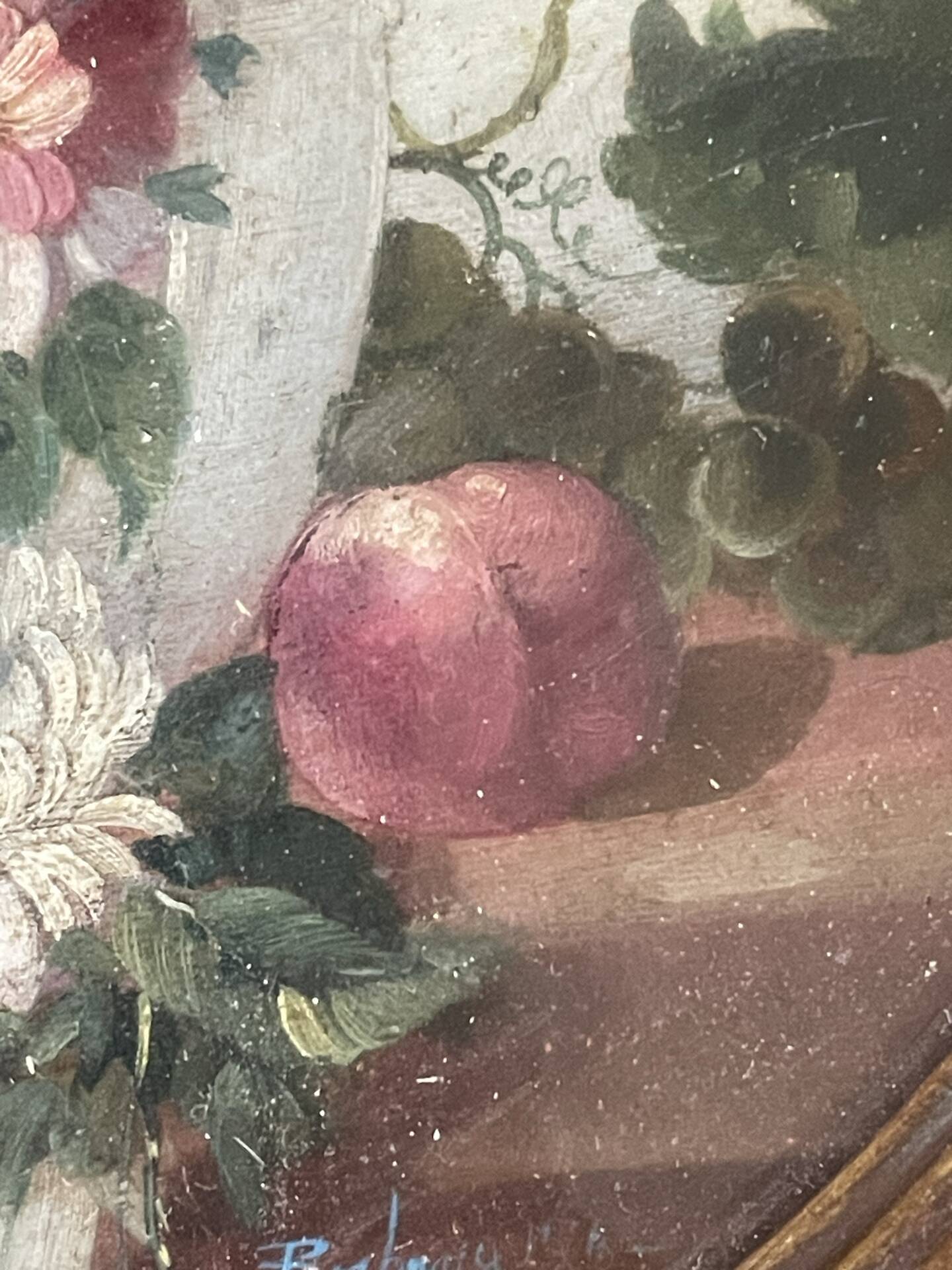 Paire de tableaux, natures mortes fruits et fleurs