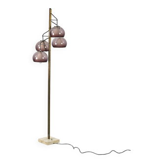 Marble and brass floor lamp, Stilux circa 1970