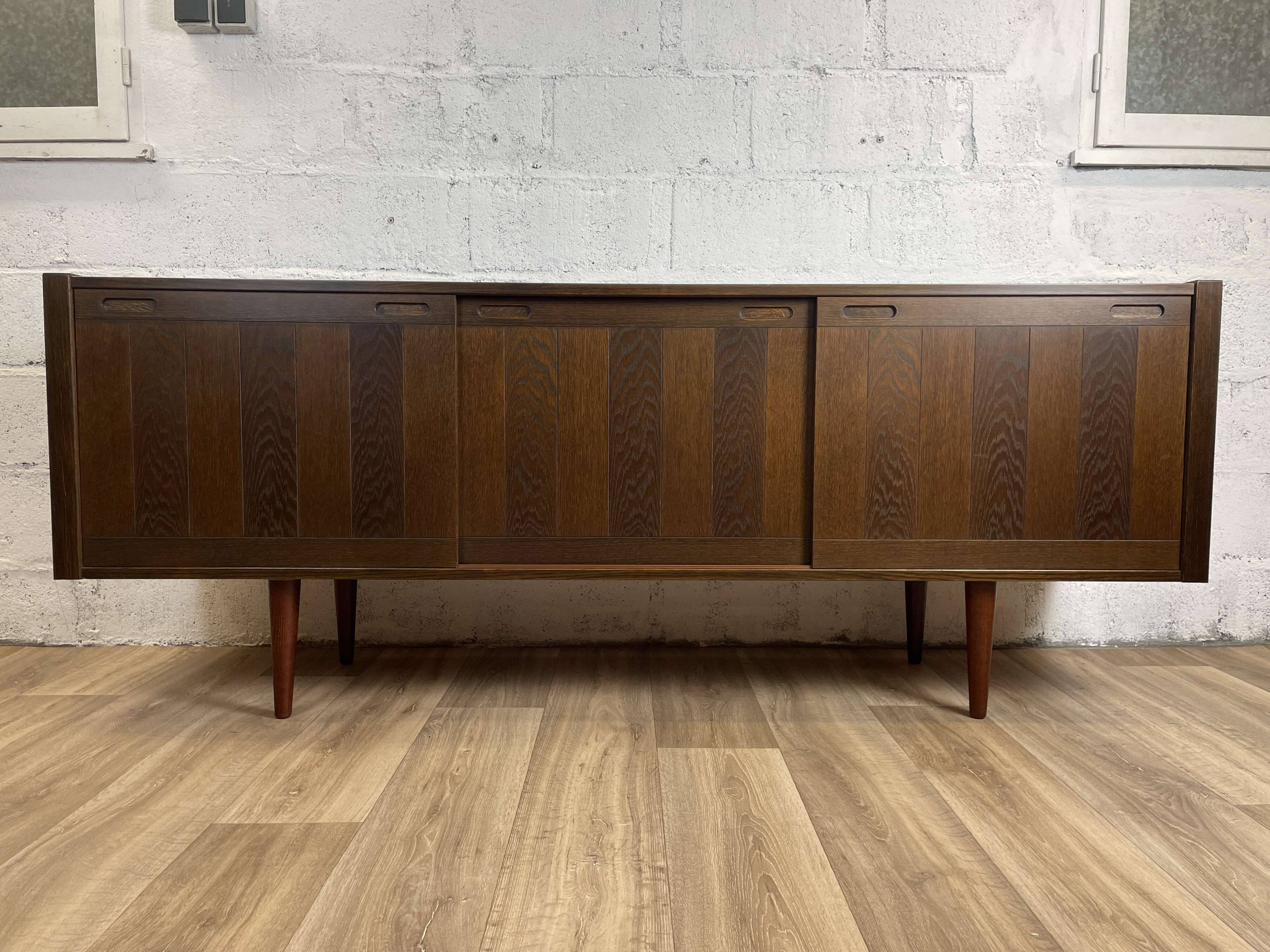 Large vintage Scandinavian sideboard in stained oak by Skovby, 1960s