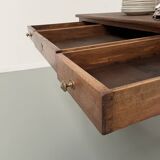 Walnut and pine drapery farmhouse table