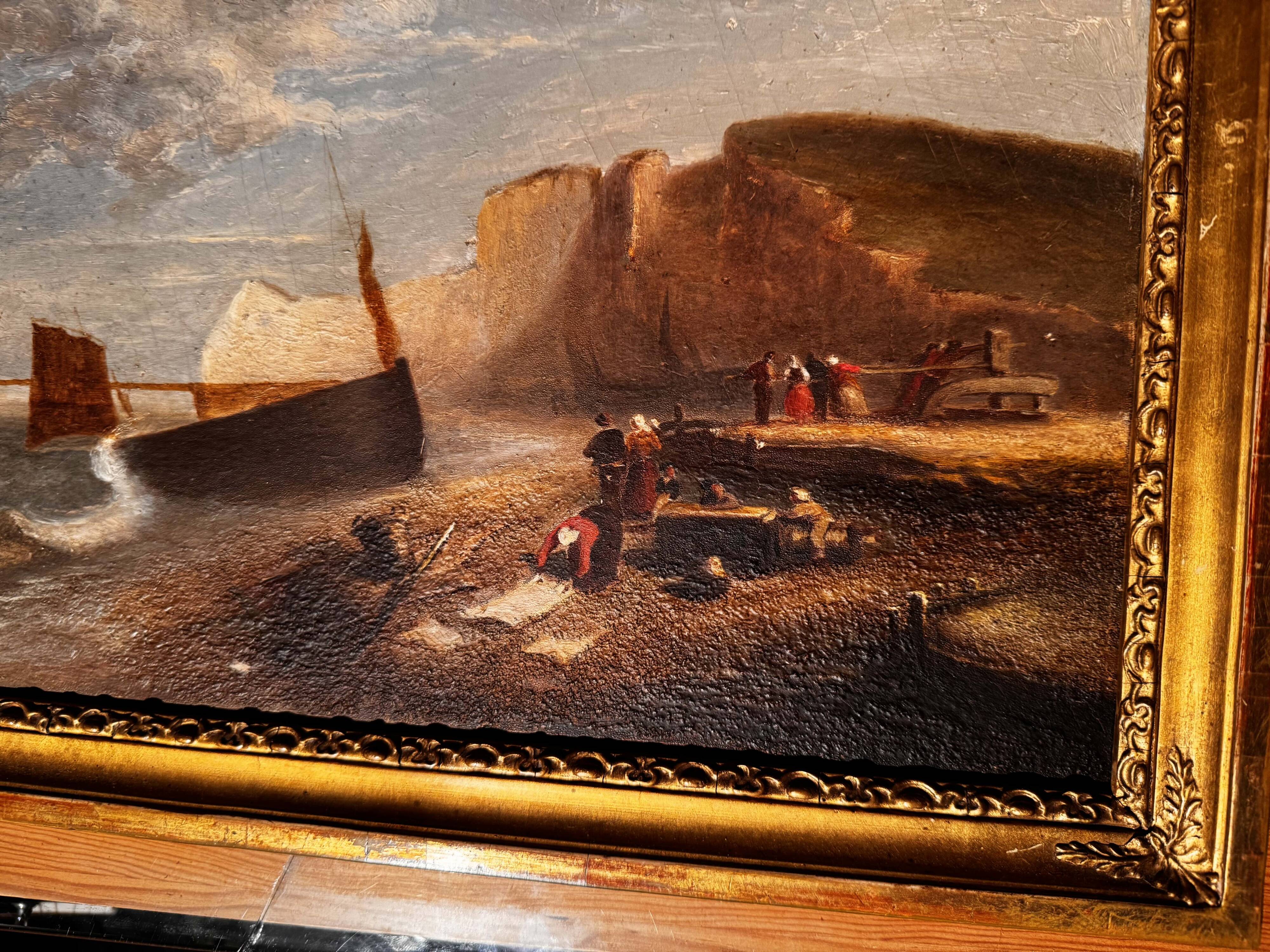 Falaise d'Amont à Etretat vers 1855