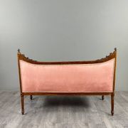 Louis XVI style canapé in carved wood and velvet, 20th century