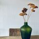 Green carved glass vase