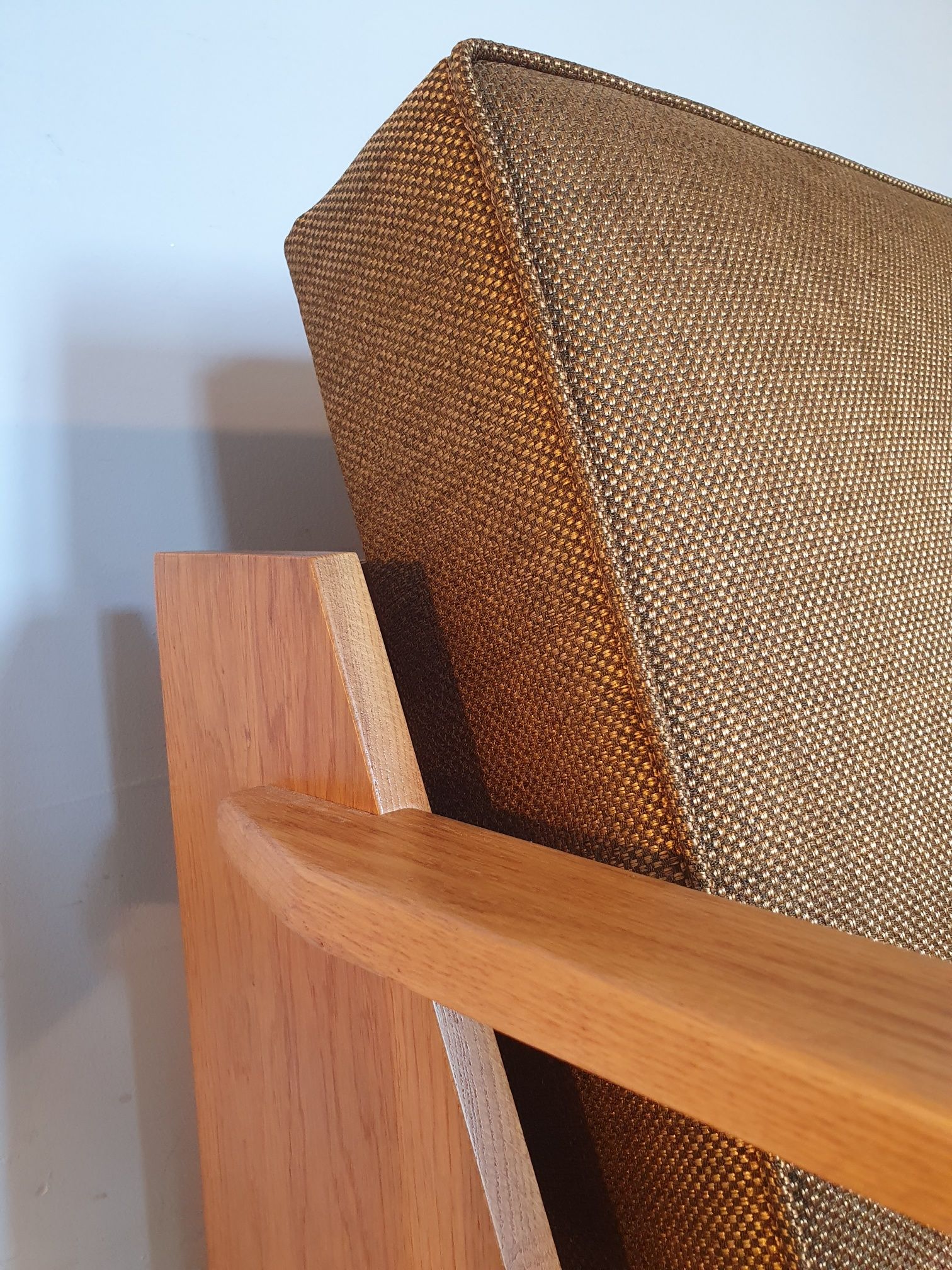 Tamara sofa bed in ash and fabric by F. Aplewicz for Lad, Polish Vintage 1950