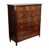 Commode Chiffonnière Ancienne en Acajou Flammé sur Chêne XIXe Siècle